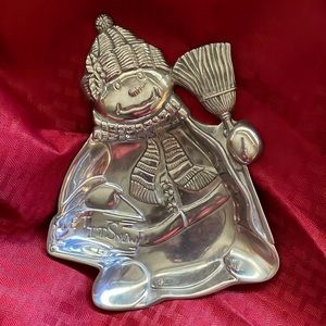 Lenox Silver Snowman Candy Dish